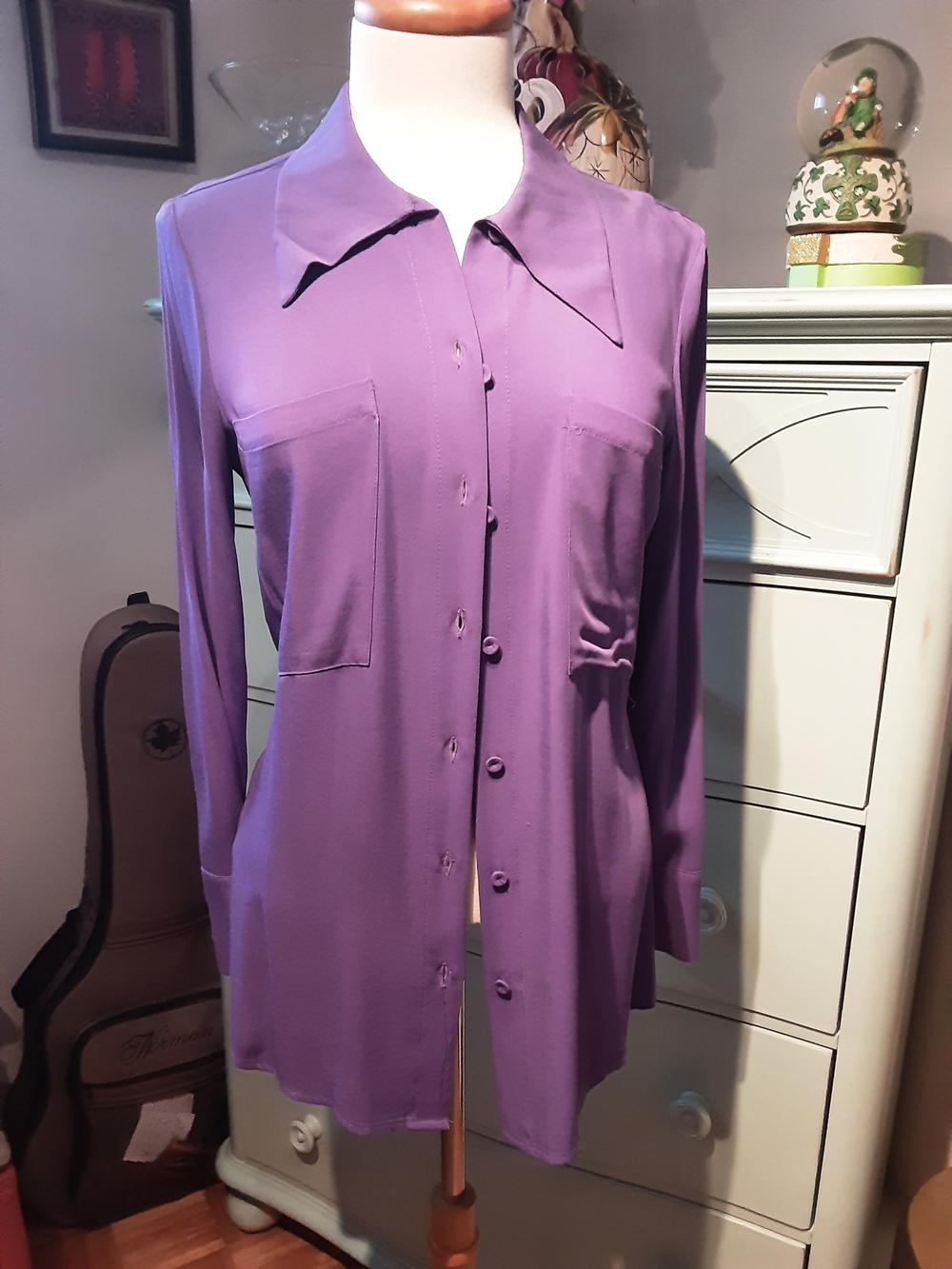 Mango Lavender Purple Long-Sleeve Button-Down Shirt